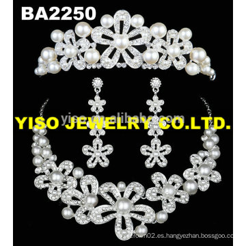 Conjunto de joyas de cristal de perlas